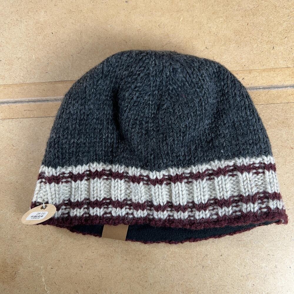 Laundromat Beanie Hat Mens One Size Gray Striped Lined Insulated Wool Canada - Picture 5 of 6